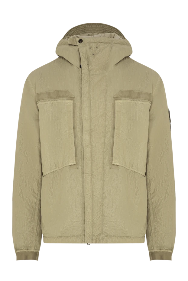 Stone Island куртка-бомбер з льону з безліччю кишень кольору хакі 196802 - фото 1