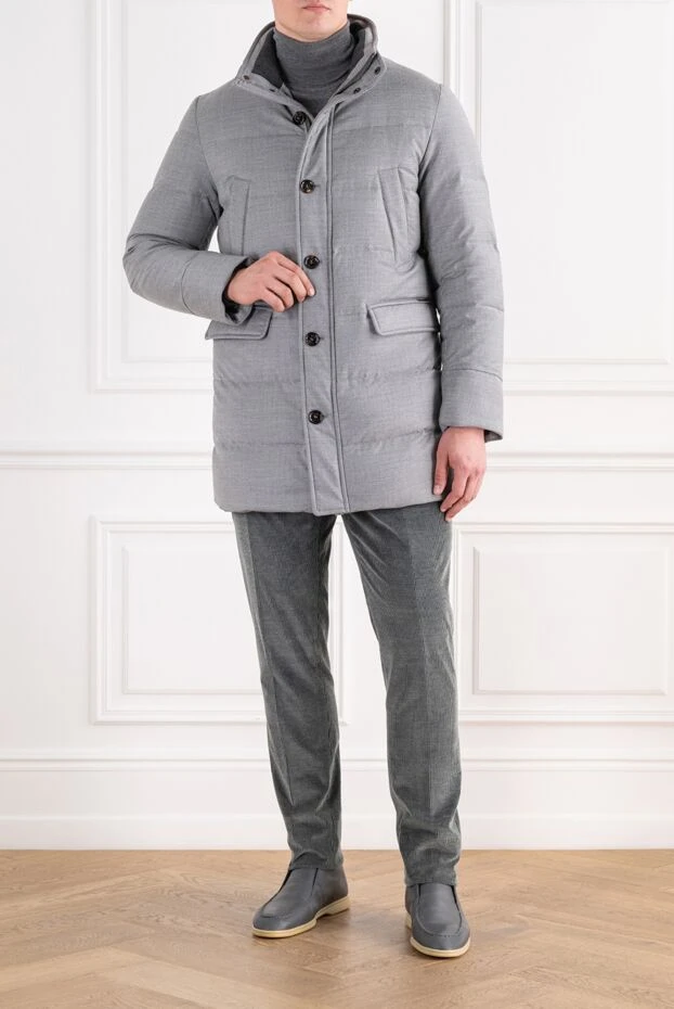 Moorer light gray men's down jacket barbieri-ll made of wool and cashmere 196817 - photo 2