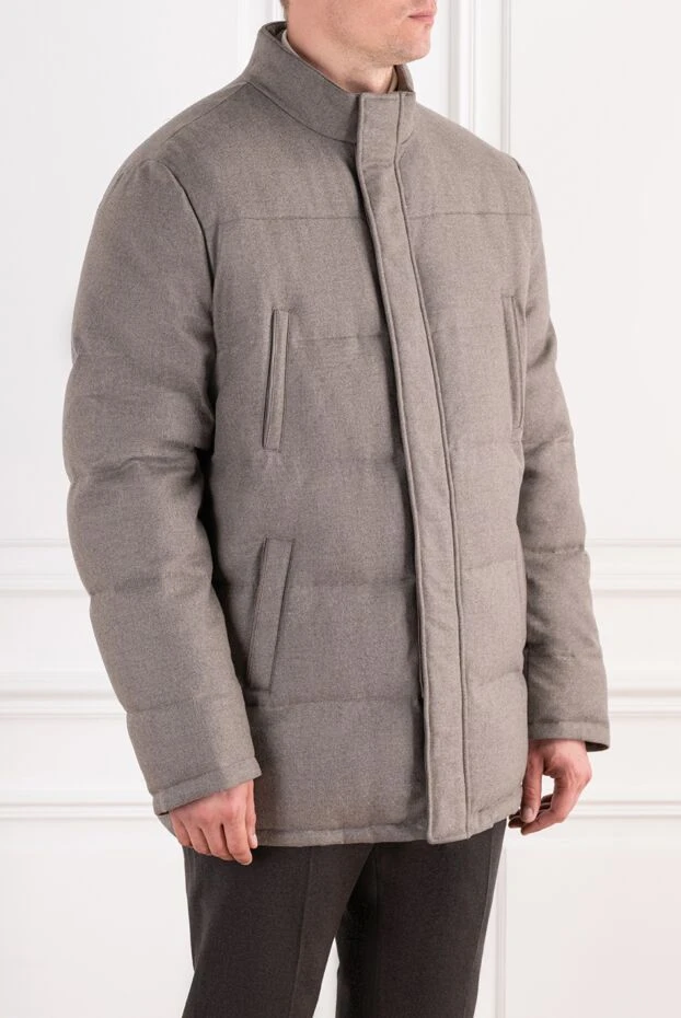 Enrico Mandelli quilted wool and cashmere jacket in taupe with a high collar 196819 - photo 3