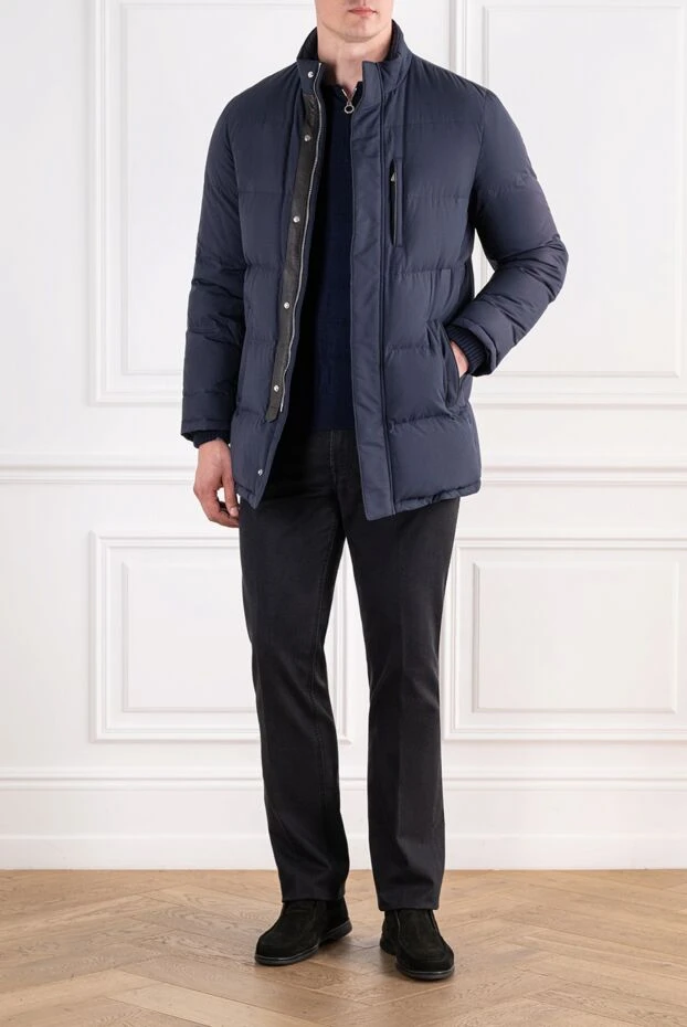 Enrico Mandelli men's dark blue down jacket made of natural silk 196820 - photo 2