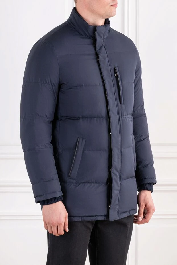 Enrico Mandelli men's dark blue down jacket made of natural silk 196820 - photo 3