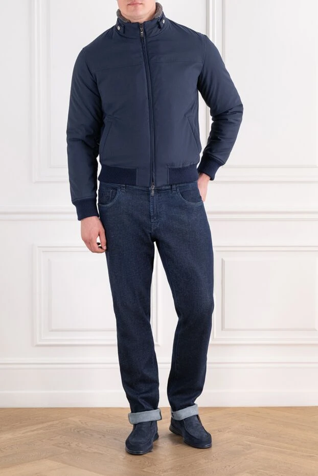 Fabio Gavazzi dark blue men's bomber jacket with fur 196823 - photo 2