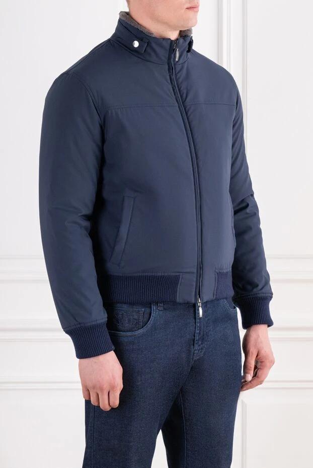 Fabio Gavazzi dark blue men's bomber jacket with fur 196823 - photo 3