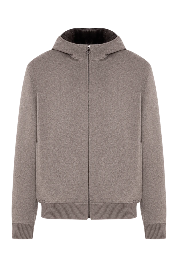 Seraphin beige men's cashmere bomber jacket with fur 196826 - photo 1