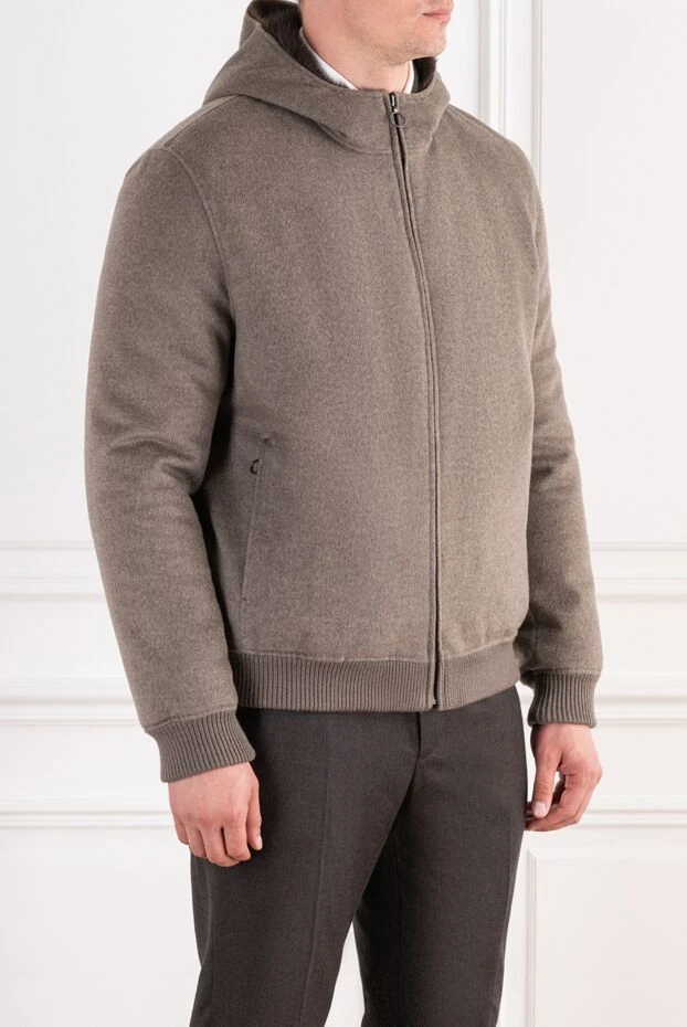 Seraphin beige men's cashmere bomber jacket with fur 196826 - photo 2