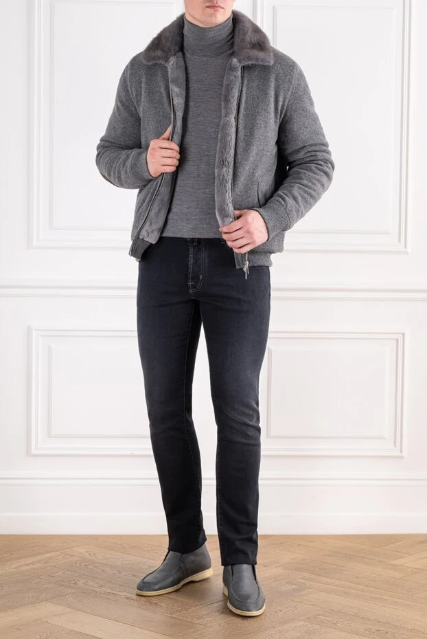 Svevo men's gray cashmere bomber jacket with fur 196833 - photo 2