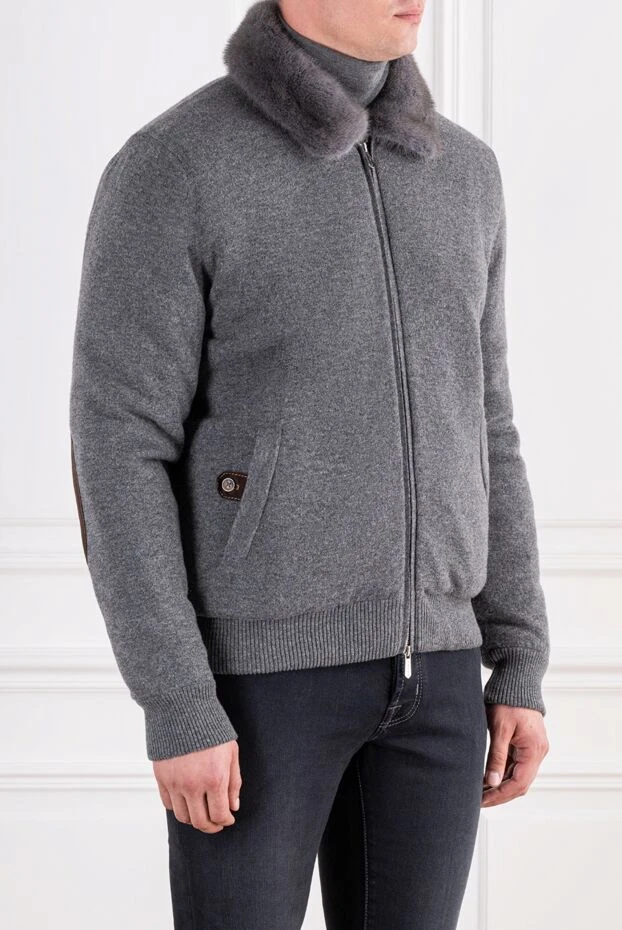 Svevo men's gray cashmere bomber jacket with fur 196833 - photo 3