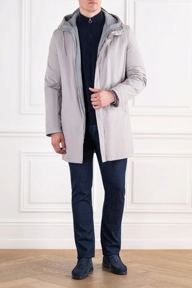 Seraphin light grey parka coat with adjustable hood and hidden placket 196839 - photo 2