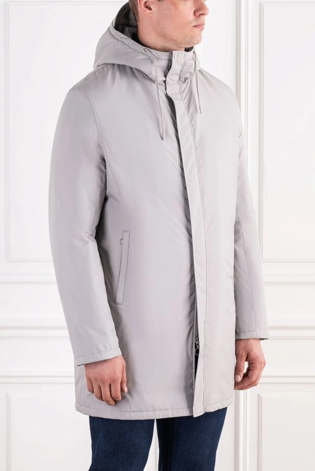 Seraphin light grey parka coat with adjustable hood and hidden placket 196839 - photo 3