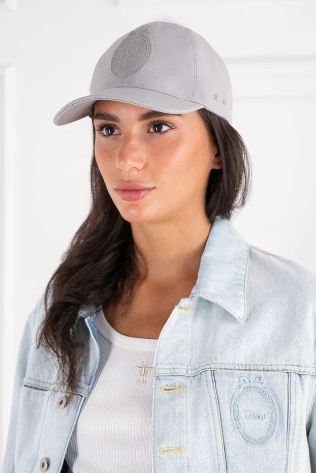 Dior gray cotton baseball cap with 3d embroidery medaillon 196871 - photo 2