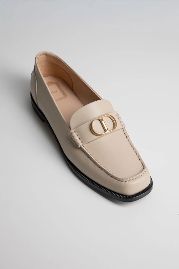 Dior cream leather palais loafers with gold monogram on the vamp 196876 - photo 2