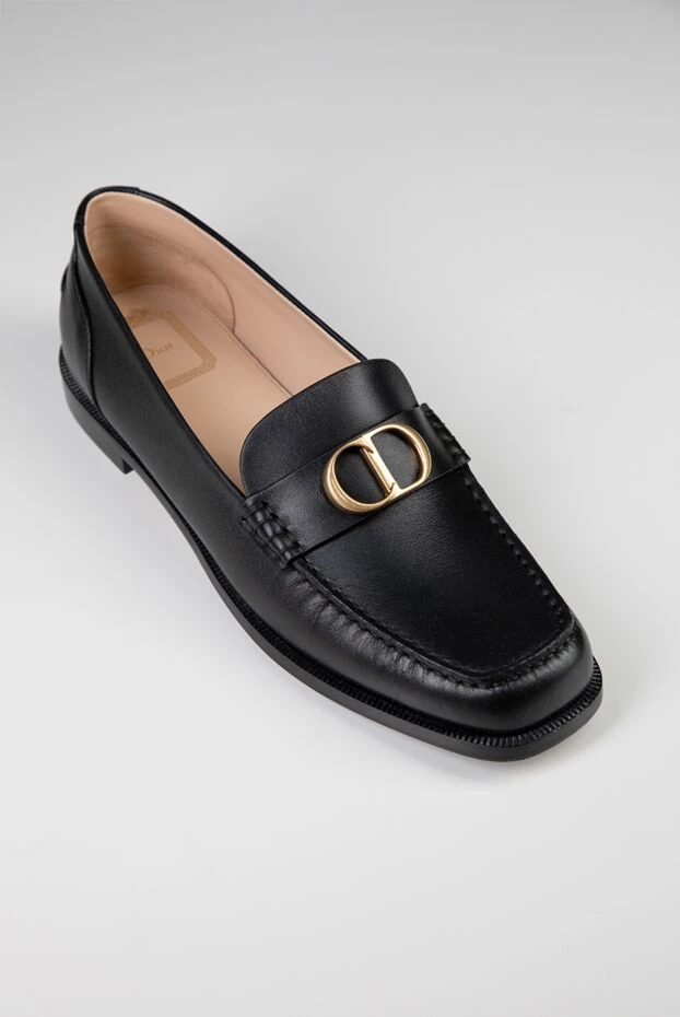 Dior black leather palais loafers with gold monogram on the vamp 196880 - photo 2
