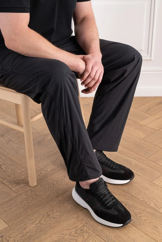 Kiton black combination sneakers with contrasting details 196881 - photo 2