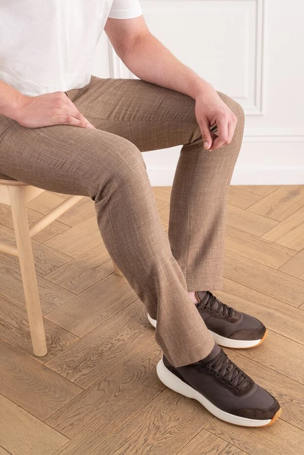 Kiton brown knit sneakers with suede trim 196886 - photo 2