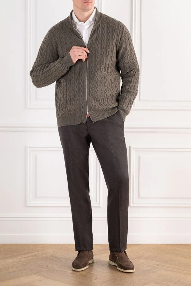 Kiton фактурний кашеміровий кардиган коричневого кольору на блискавці 196889 - фото 2