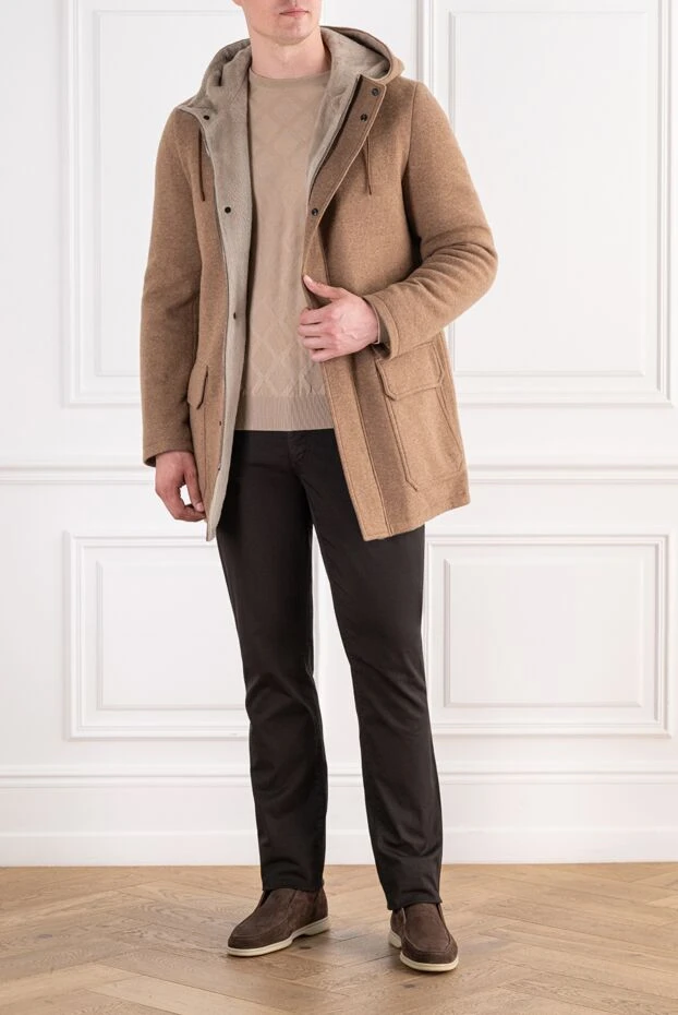 Seraphin coffee-colored cashmere parka coat with fur trim 197068 - photo 2