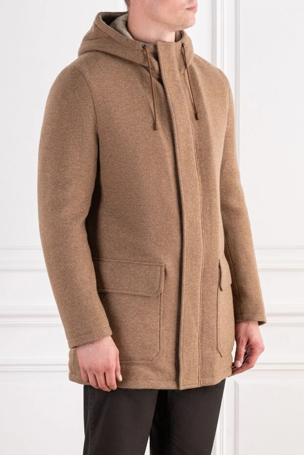 Seraphin coffee-colored cashmere parka coat with fur trim 197068 - photo 3