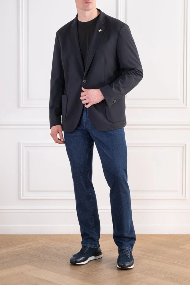 Black single-breasted straight-cut jacket with patch pockets - photo 2
