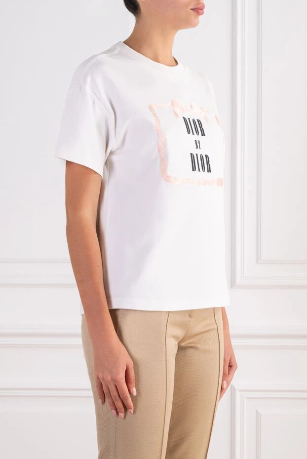 Dior women's white cotton oversized t-shirt with dior by dior print 197484 - photo 3