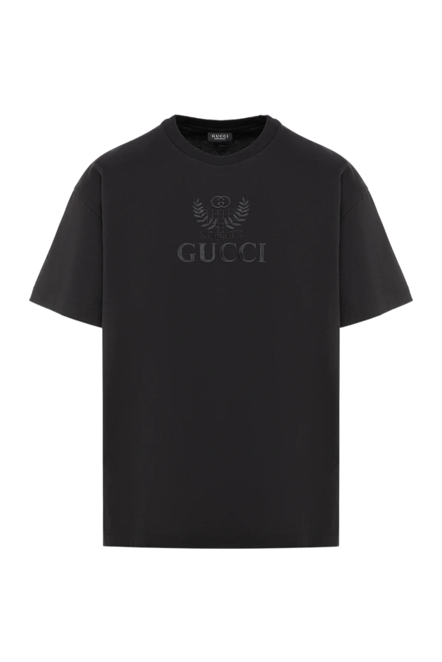 Gucci чорна бавовняна футболка оверсайз із фактурною архівною емблемою 197498 - фото 1