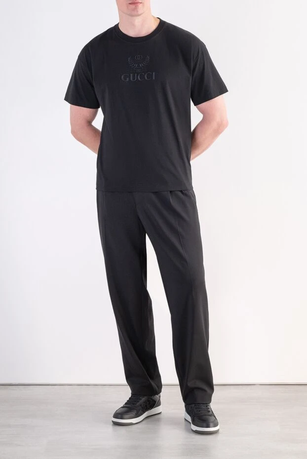 Gucci oversized black cotton tee with textured archival logo 197498 - photo 2