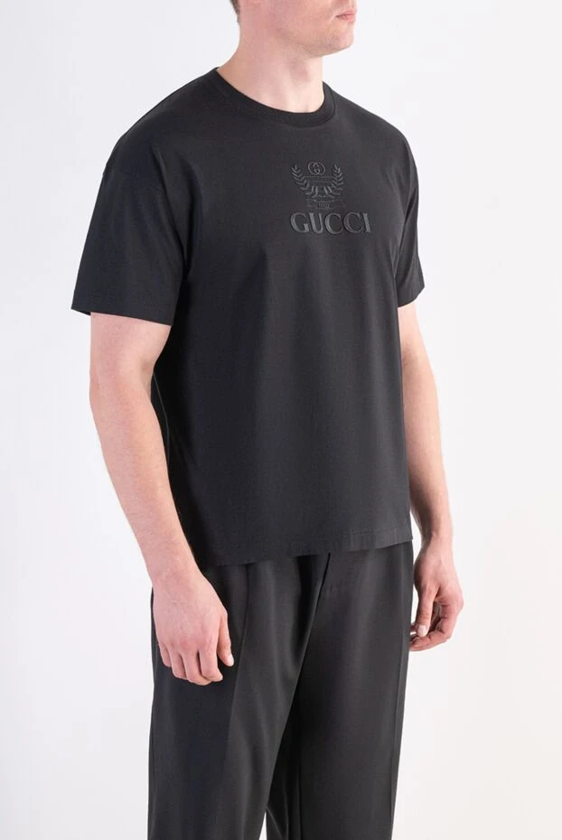 Gucci oversized black cotton tee with textured archival logo 197498 - photo 3