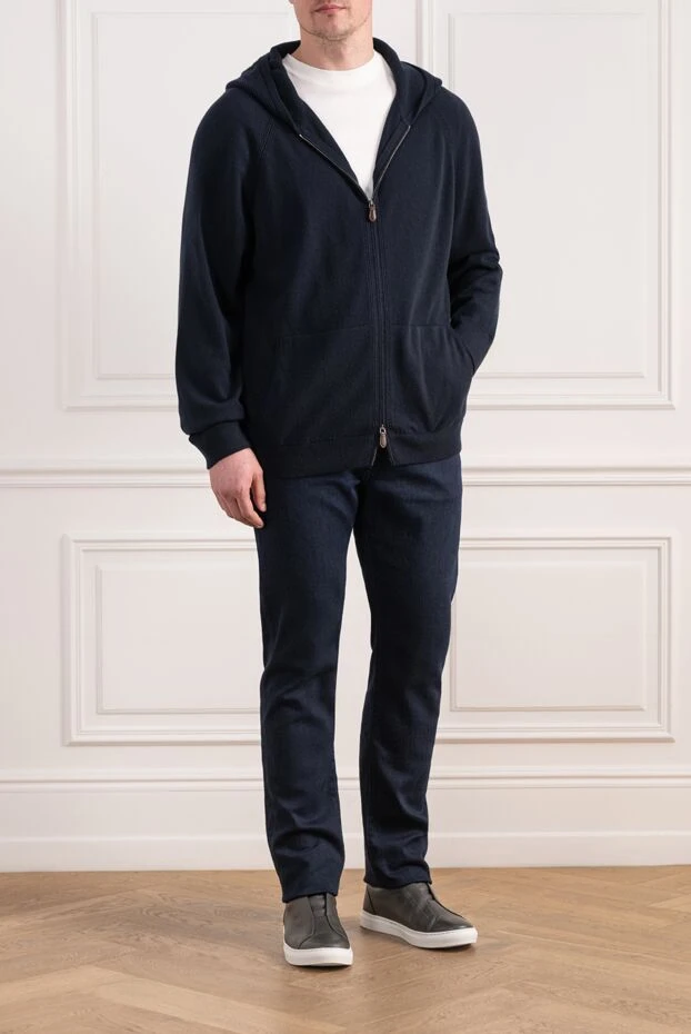 Loro Piana merano dark blue cashmere bomber jacket with hood 197506 - photo 2