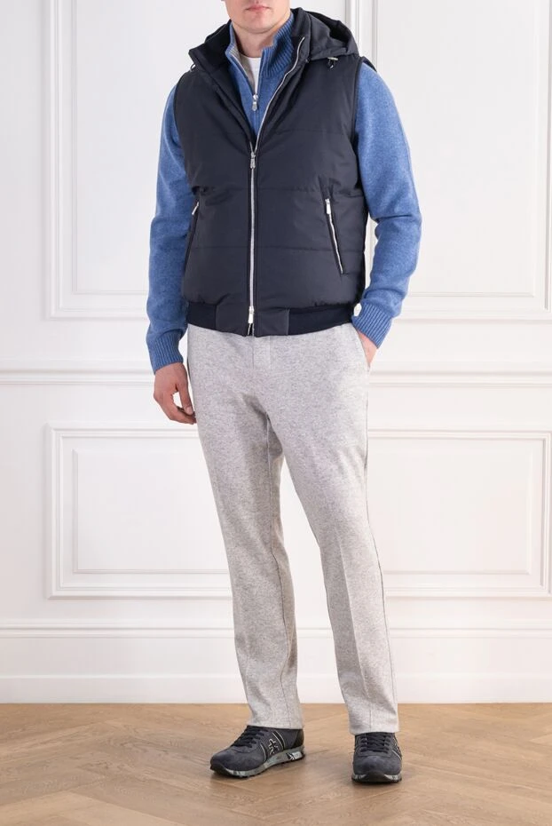 Lenoci grey melange trousers made of natural wool with an adjustable waistband 197545 - photo 2