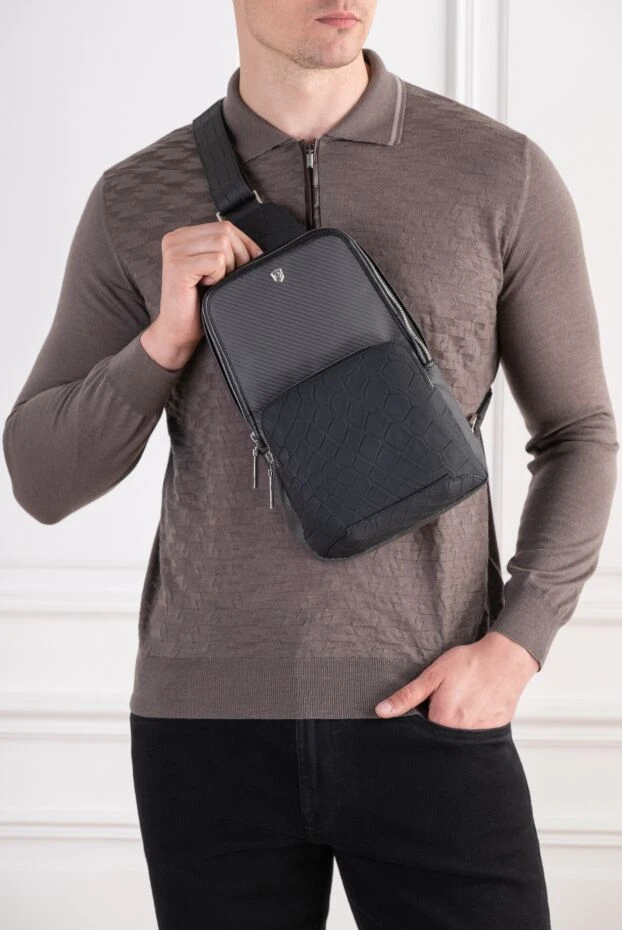 Tardini men's alligator and carbon fiber sling bag 197634 - photo 2
