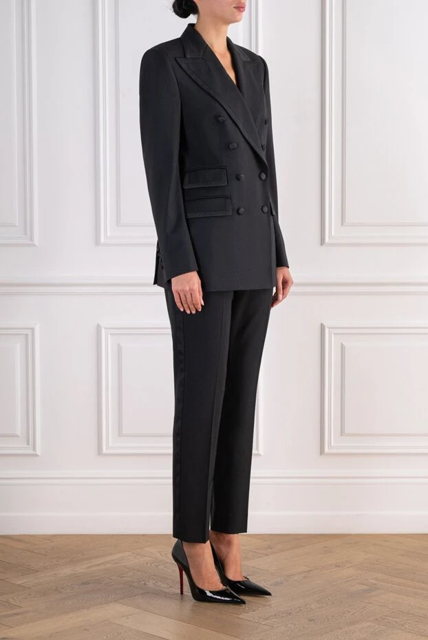 Dolce & Gabbana women's double-breasted tuxedo suit in black with satin peak lapels 197645 - photo 3