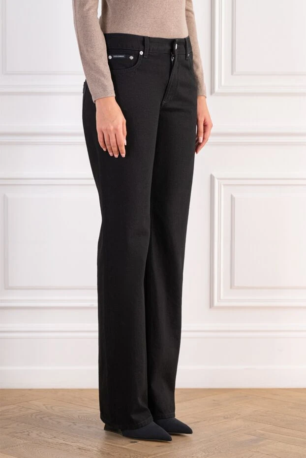 Dolce & Gabbana men's black straight-leg jeans with contrast silver plate 197649 - photo 3