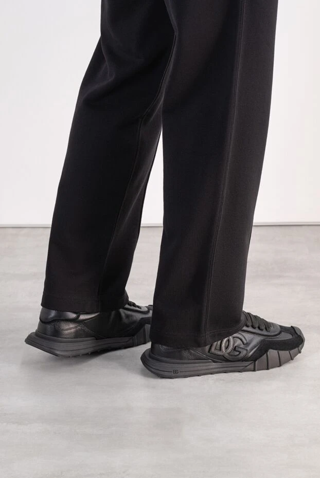 Dolce & Gabbana черные кожаные кроссовки dg athletic с объемной монограммой 197659 - фото 2