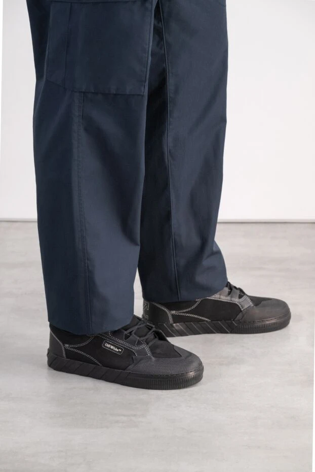 Off-White black suede vulcanized sneakers with contrast stitching and patch 197663 - photo 2