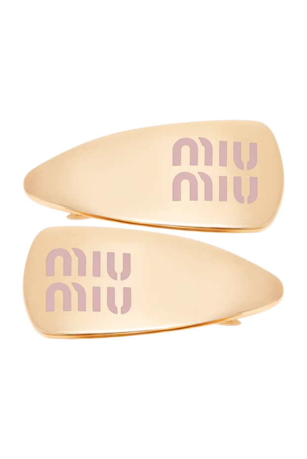 Miu Miu set of metal teardrop-shaped hair clips with engraved logo 197741 - photo 1