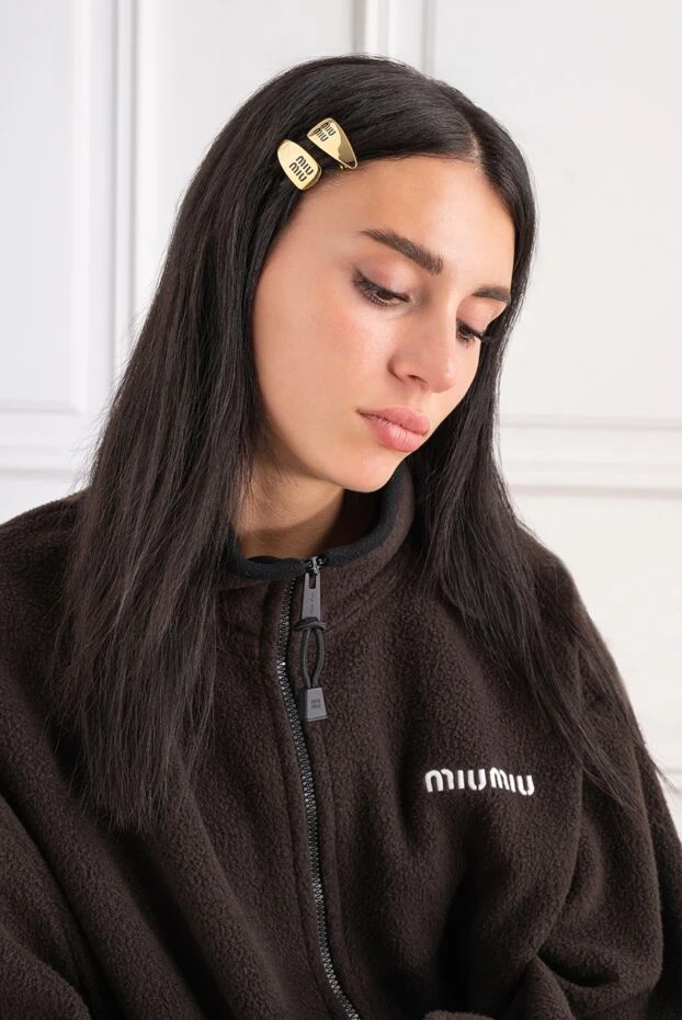 Miu Miu a pair of polished, asymmetrical retainers with charcoal branding. 197743 - photo 2