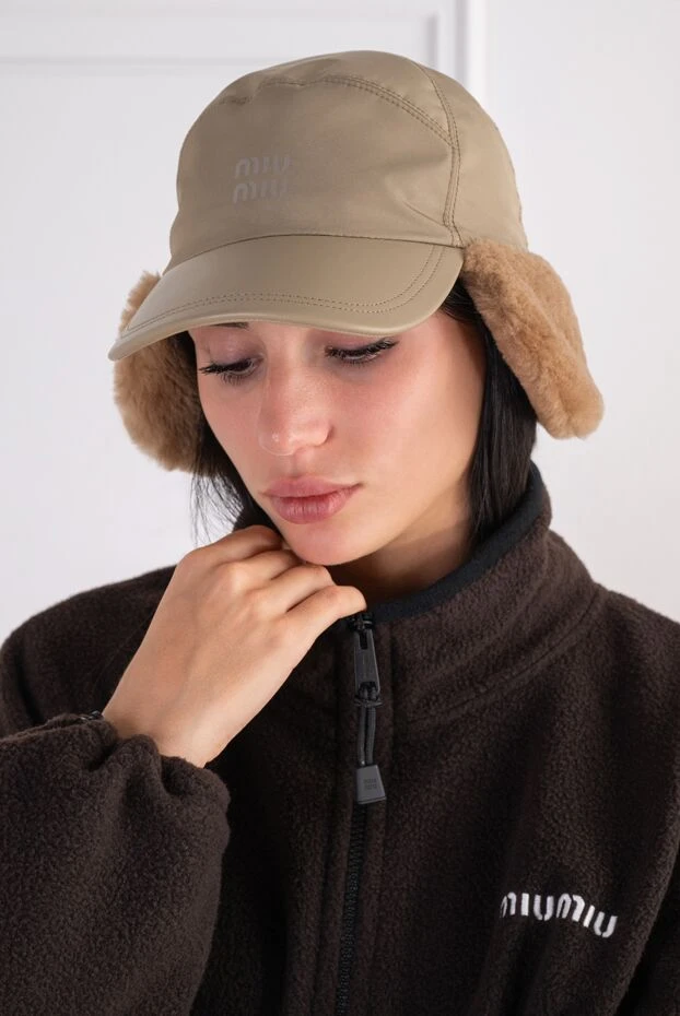 Miu Miu insulated baseball cap with natural sheepskin fur and an embroidered logo 197744 - photo 2