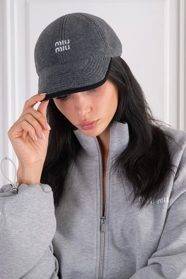 Miu Miu wool winter baseball cap with contrasting piping and 3d embroidery 197745 - photo 2