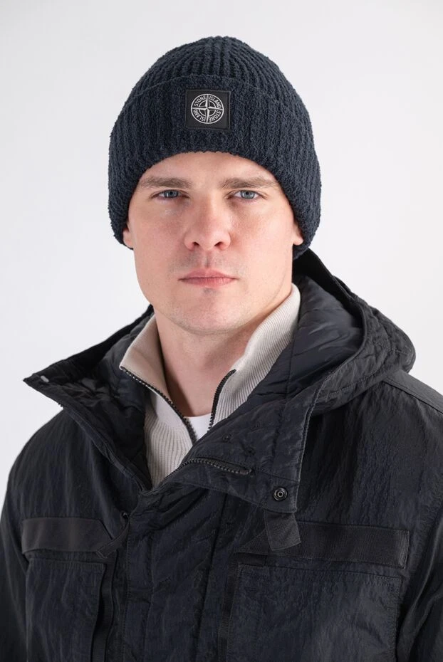 Stone Island в'язана бавовняна шапка-біні з рельєфною фактурою та патчем compass 197753 - фото 2