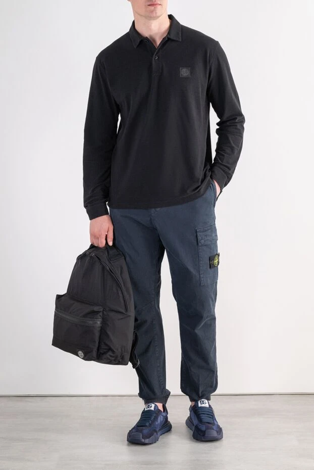 Stone Island men's blue tapered cargo pants made of heavy cotton twill 197762 - photo 2