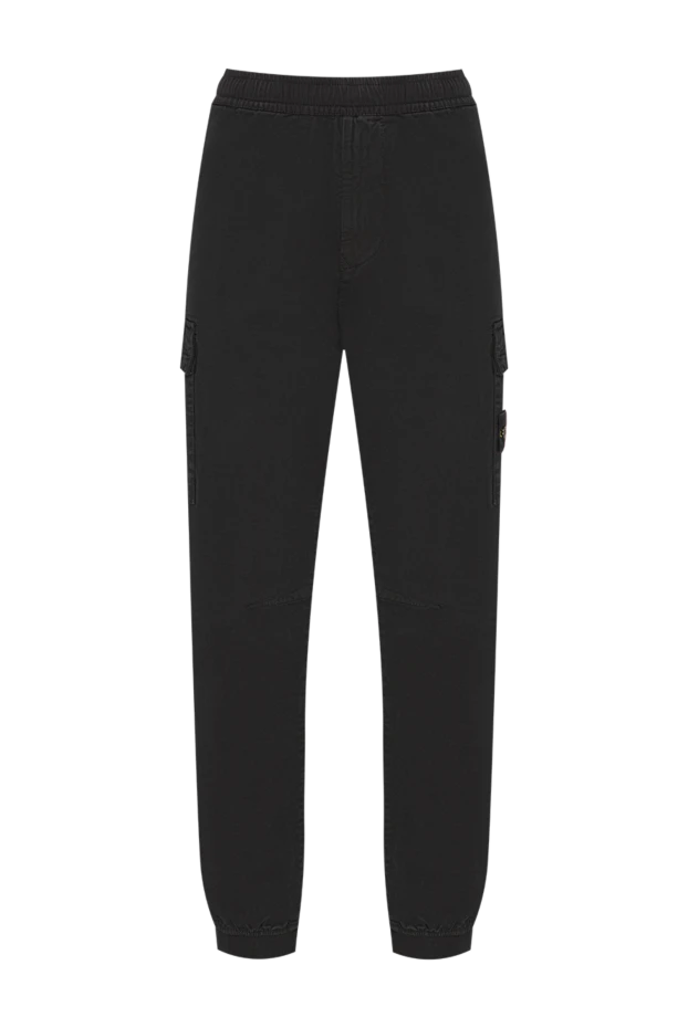 Stone Island black men's tapered cargo pants made of heavy cotton twill 197763 - photo 1