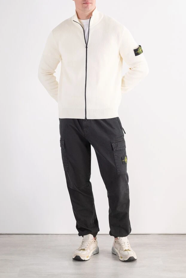 Stone Island black men's tapered cargo pants made of heavy cotton twill 197763 - photo 2
