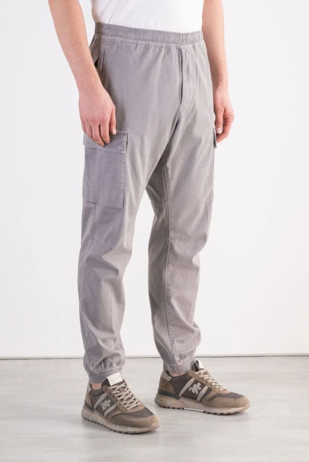 Stone Island men's grey tapered cargo pants made of heavy cotton twill 197764 - photo 3