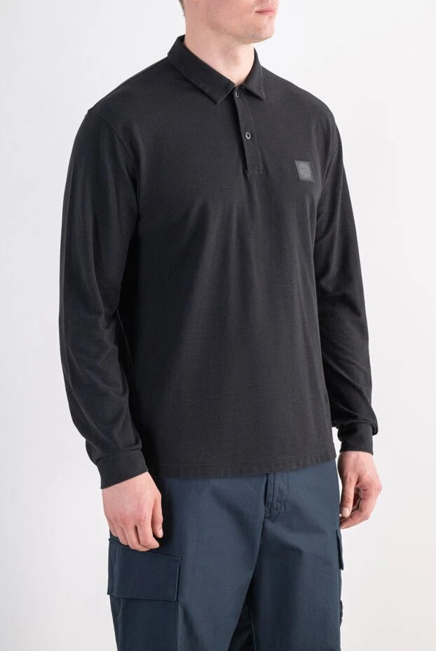 Stone Island хлопковое поло с длинным рукавом черного цвета с патчем 197765 - фото 3