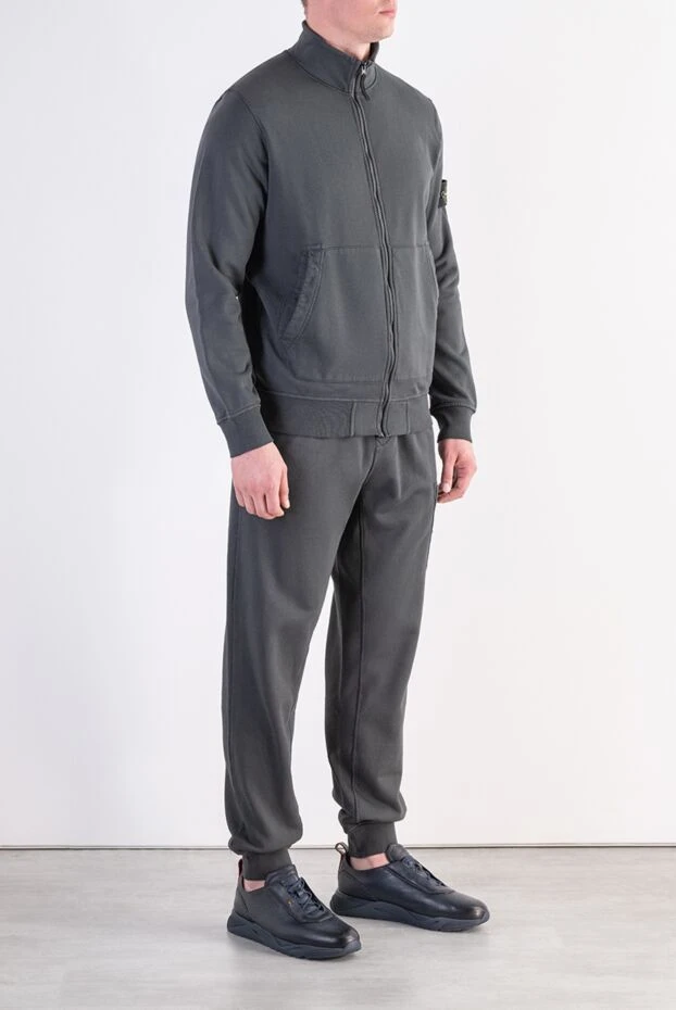 Stone Island сірий бавовняний костюм на блискавці з високим коміром 197785 - фото 3