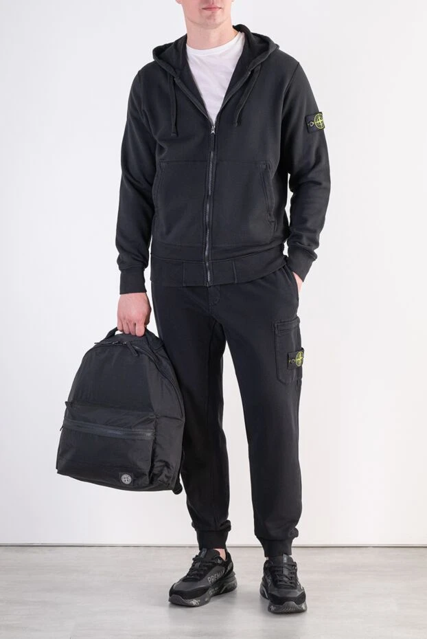 Stone Island чорний бавовняний костюм з капюшоном та металевою блискавкою 197787 - фото 2