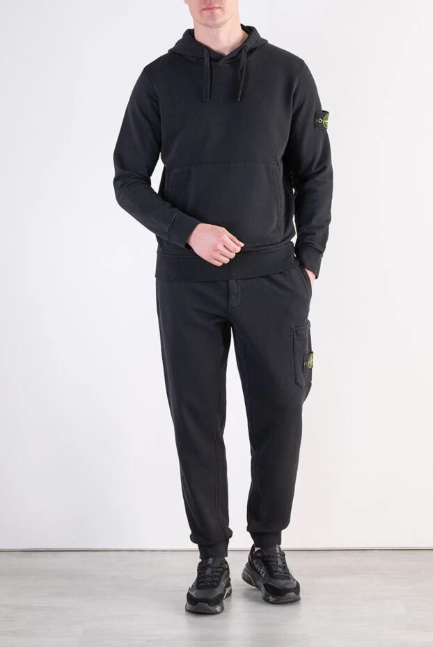 Stone Island чоловічий повсякденний спортивний костюм у фірмовому глибокому чорному кольорі 197797 - фото 2
