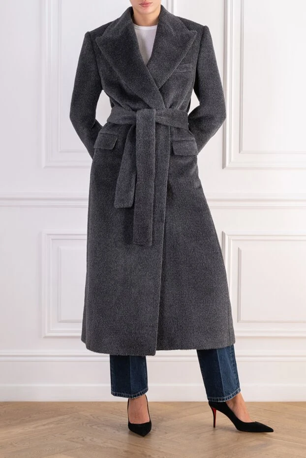 Dolce & Gabbana women's gray alpaca robe coat with leopard lining 197829 - photo 2