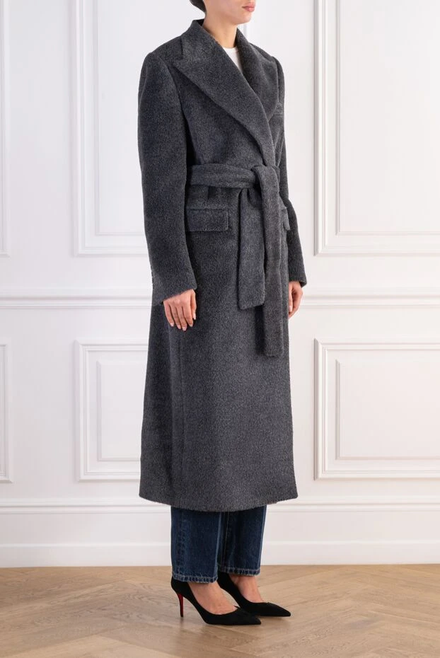 Dolce & Gabbana women's gray alpaca robe coat with leopard lining 197829 - photo 3