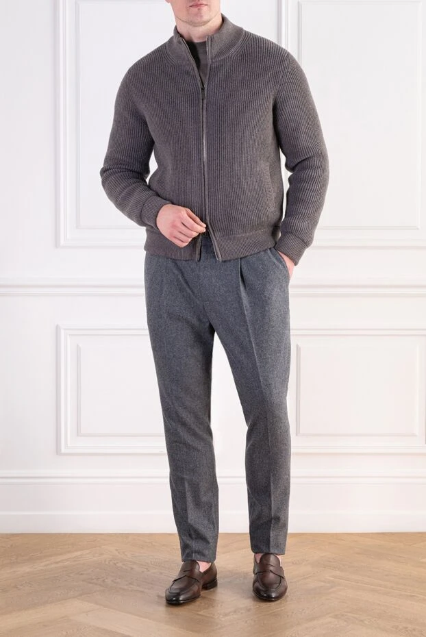 Moorer men's arena knit bomber jacket in taupe 197844 - photo 2