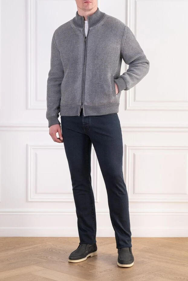 Moorer arena men's knitted bomber jacket in light gray 197846 - photo 2